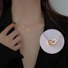 Korean Version 18k Rose Gold Simple Double Ring Love Collarbone Chain Titanium Steel Non Fading Necklace Niche Ins Jewelry
