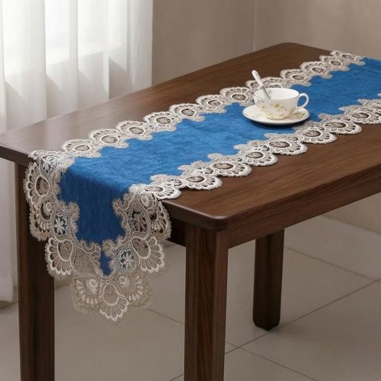 Lace Table Runner, Vintage Lace Dining Table Runner, Non Slip Coffee Table Runners, Waterproof Oil-Proof Table Runner with Exquisite Lace for Dining