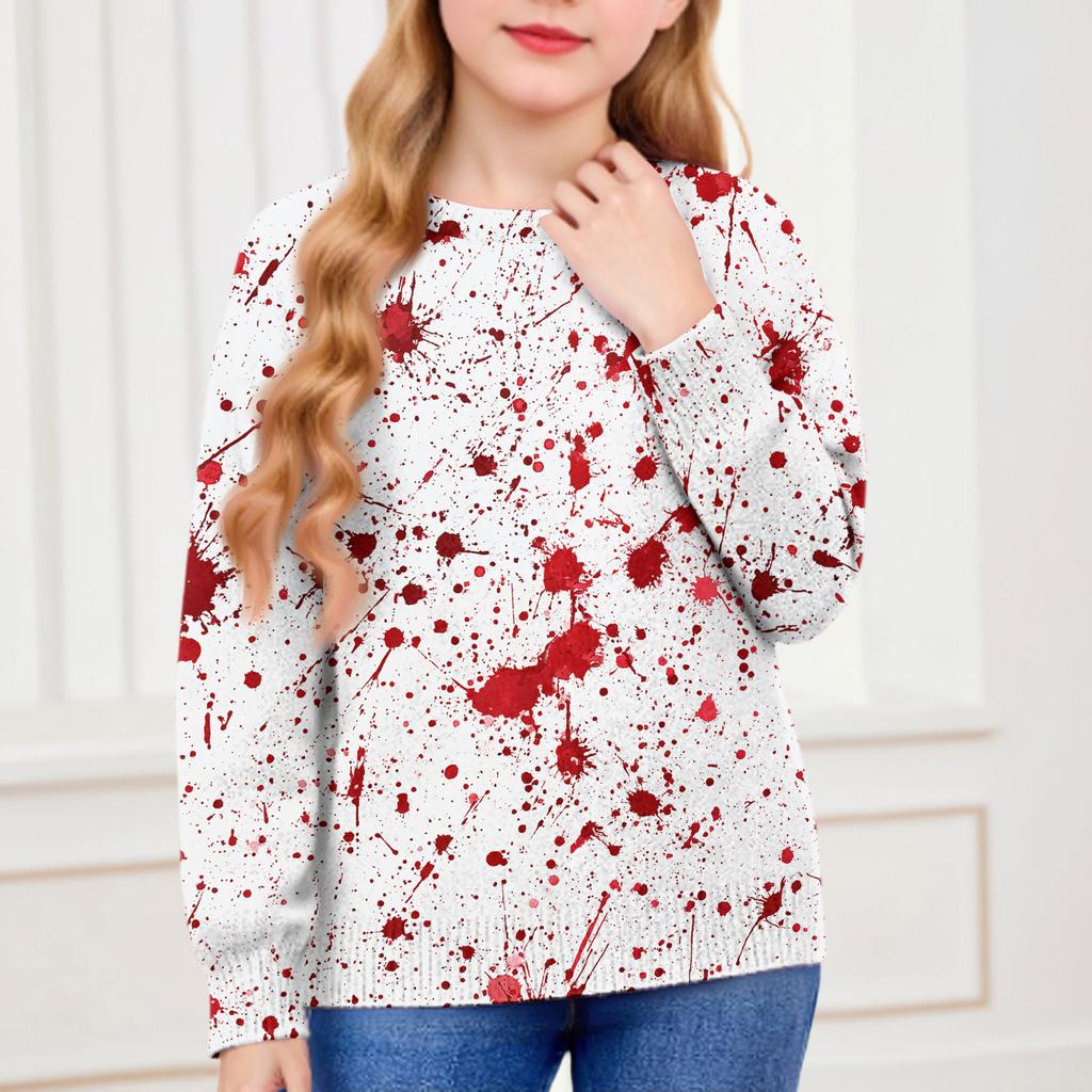 Толстовки на Хэллоуин для детей, мальчиков и девочек, вязаный свитер, милая рубашка, осенние пуловеры с круглым вырезом