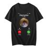 Autumn and Winter Unisex Phone Call Interface Printed Tees High-quality Pure Cotton Retro Round Neck Comfortable Loose T-shirt