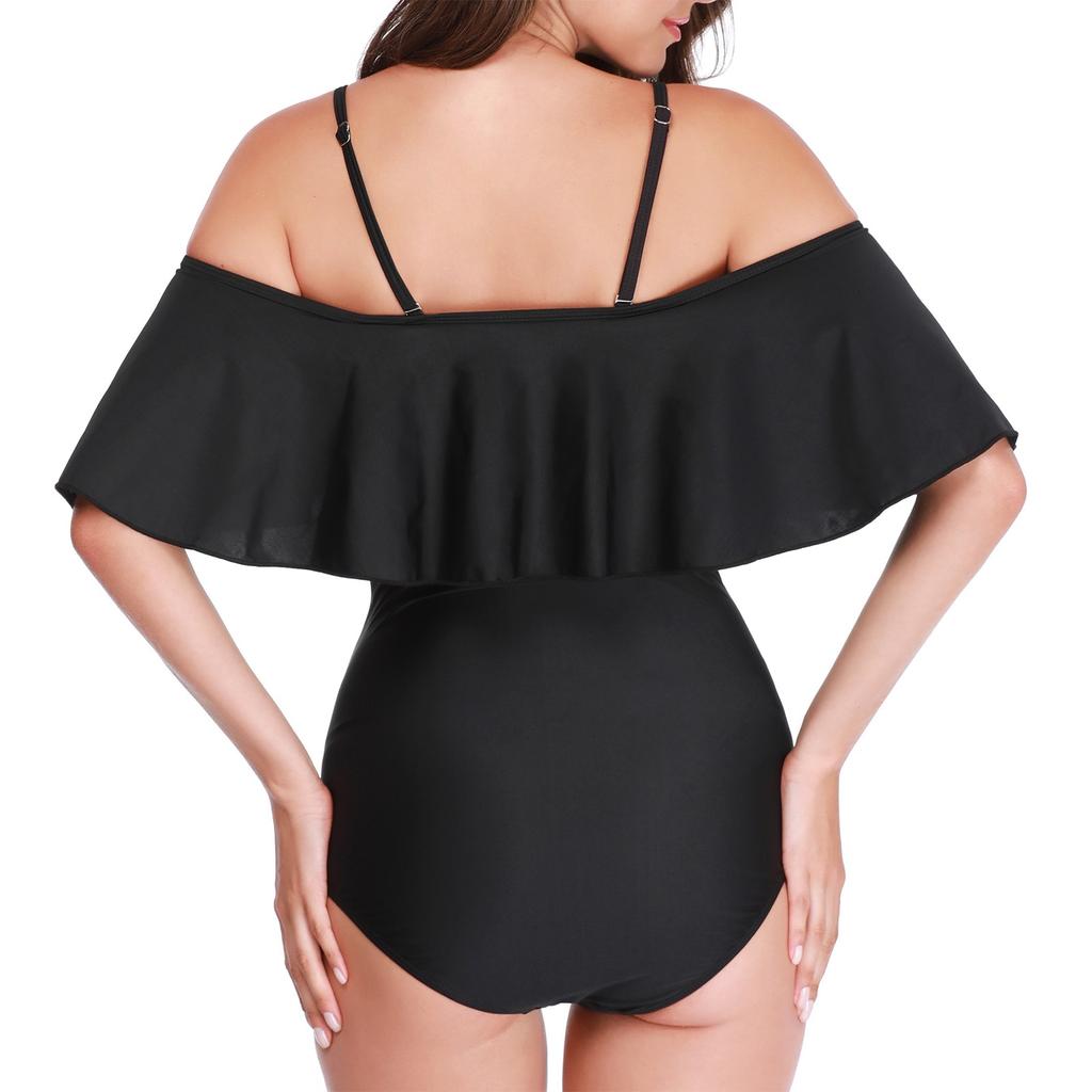Women's One-piece Maternity Solid Color Ruffle Sexy Backless Swimsuit