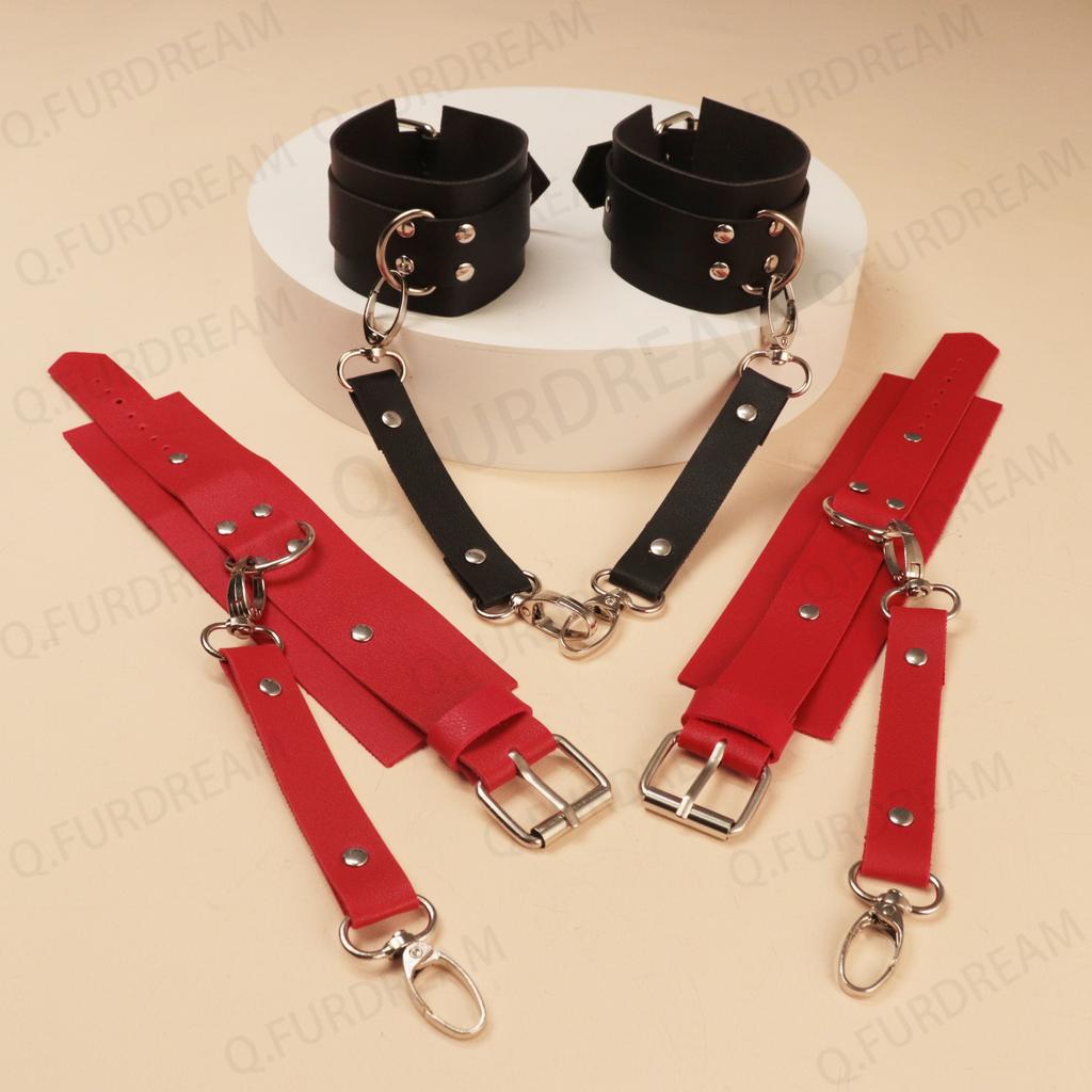 Leather Erotic Handcuffs Ankle Adjustable Restraint Sex Cuff BDSM Bondage Slave Sex Toys For Couple Adult Games New Exotic