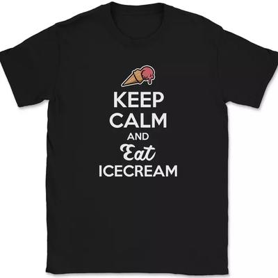 Футболка Keep Calm and Eat Ice Cream Смешная с конусом Сладости Еда Юмор Подарок
