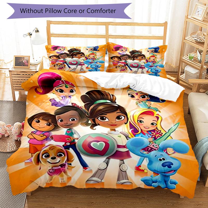 3pcs Nella the Princess Knight pattern bedding set duvet cover set includes duvet cover &pillowcases, perfect all season bedroom decoration & gift