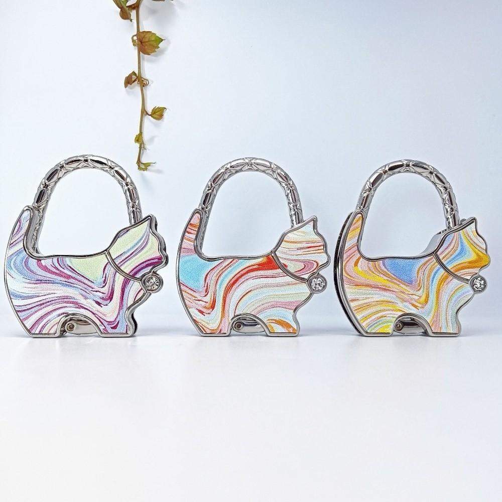 Милая форма Кошка Крючок для сумки Прекрасный дизайн Складной Складной Крючок для сумки Портативный Материал сплава Крючок для края стола Домашнее украшение