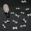 Silver Bow Zircon Nail Accessories Shiny Diamond Acc Press-On Nails Decoration