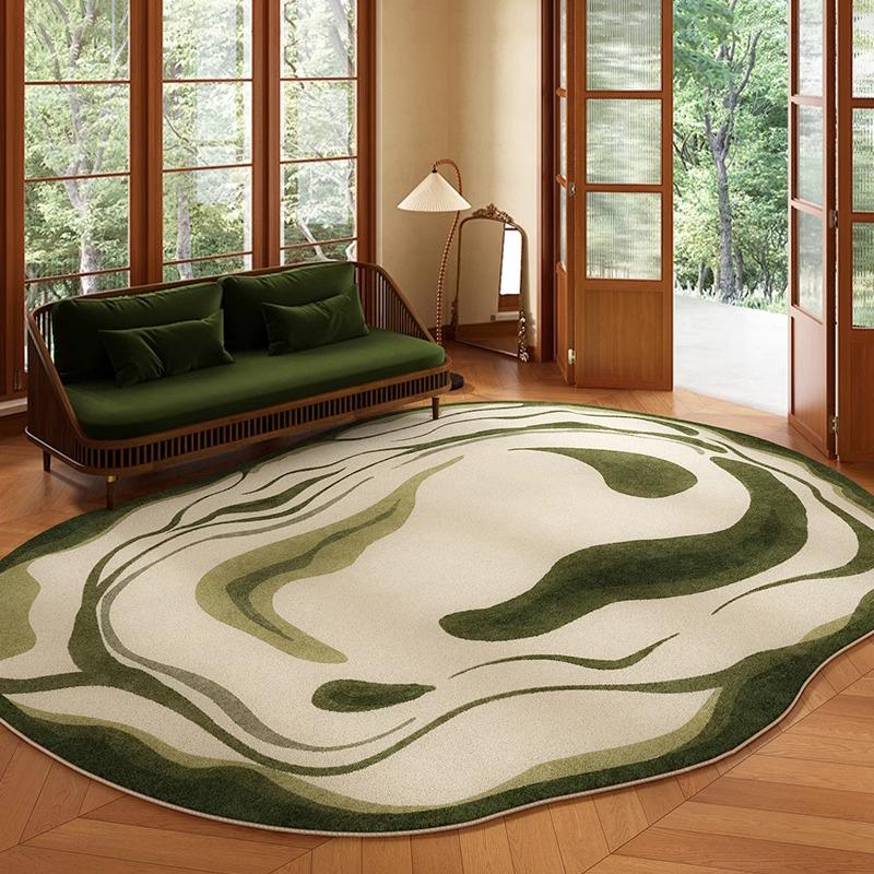Зеленый ковер для гостиной Неправильной формы Короткий вельветовый Нескользящий напольный коврик Ковер для спальни Прикроватный ковер Цветочный Ретро Домашний декор Teppich Alfombra