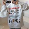 Кошка-собака с принтом Sudadera флисовые свободные пуловеры с животными с капюшоном толстые повседневные топы High Street американские женские винтажные свитшоты