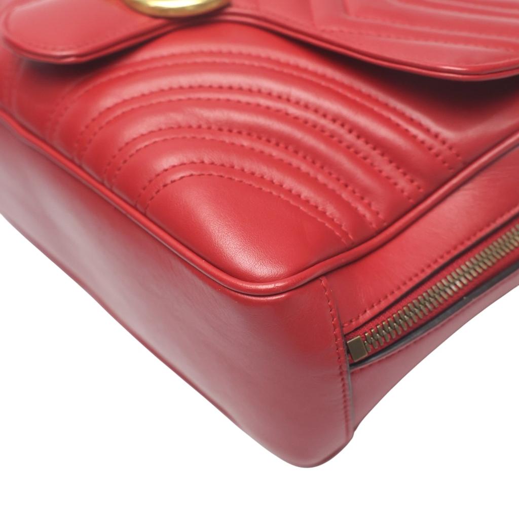 GUCCI GG Marmont cross body sling bag Cowhide Red Women 498100 Used