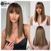HAIRCUBE Короткие прямые синтетические парики Каштановый натуральный блондин Выделенные парики с челкой для женщин Повседневный парик для косплея волос