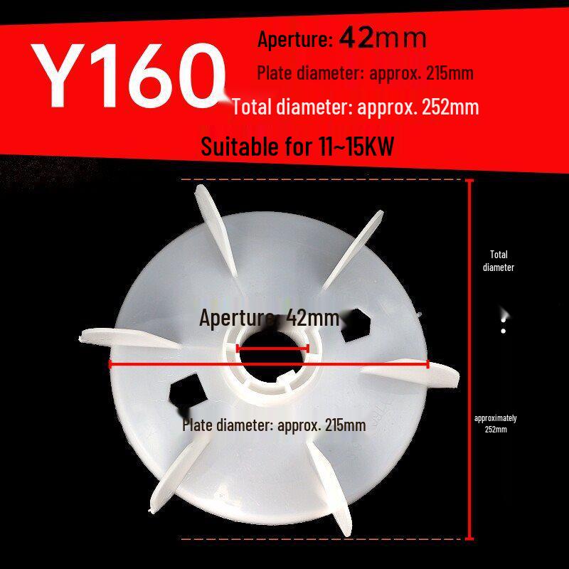 Three-Phase Motor Cooling Fan Blade YY80-355, 0.55KW-160KW, Plastic Accessory