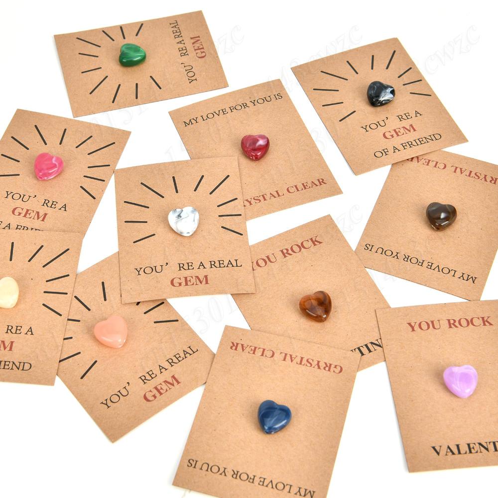24 Pcs Valentines Gift Cards with Heart-Shape Crystal Gems Valentine Exchange Card for Boys & Girls Classroom School Party Favor