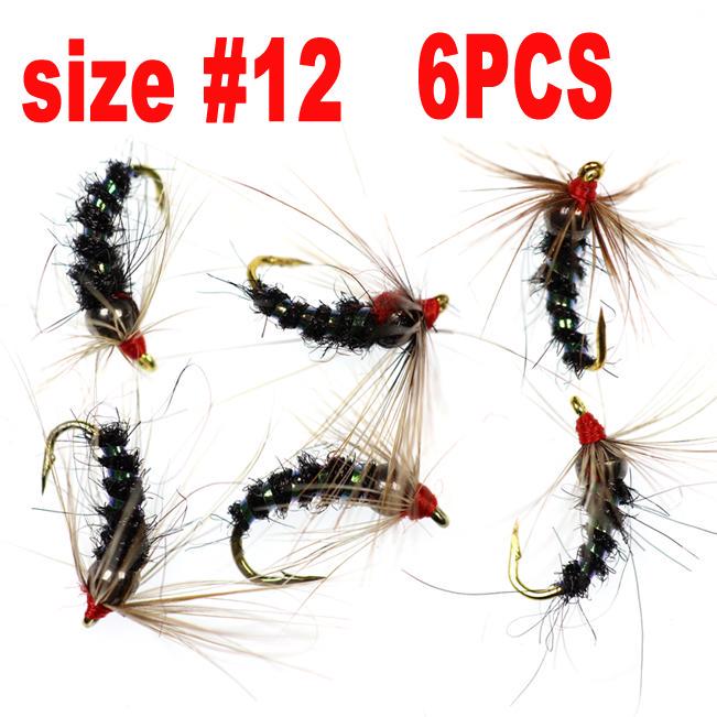 6PCS #12 Tungsten Bead Head Nymph Fly Rainbow Trout Fly Fishing