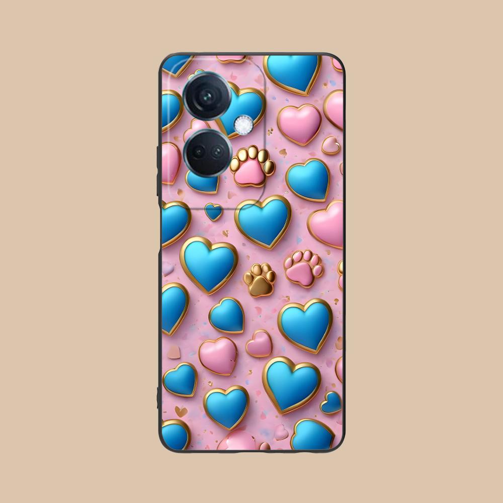 Светящийся чехол для телефона OPPO Reno 14 13 12 11 10 9 8 7 6 5 F T Pro 5G в стиле Y2K с рисунком в виде сердечек, цветной, для смартфона, роскошный