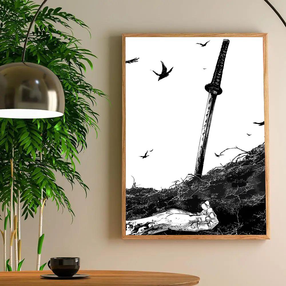 1 шт. Японская аниме-манга Миямото Мусаси Бродяга Бусидо Воин HD Постеры Домашняя комната Бар Кафе Декор Искусство Настенная живопись Картина