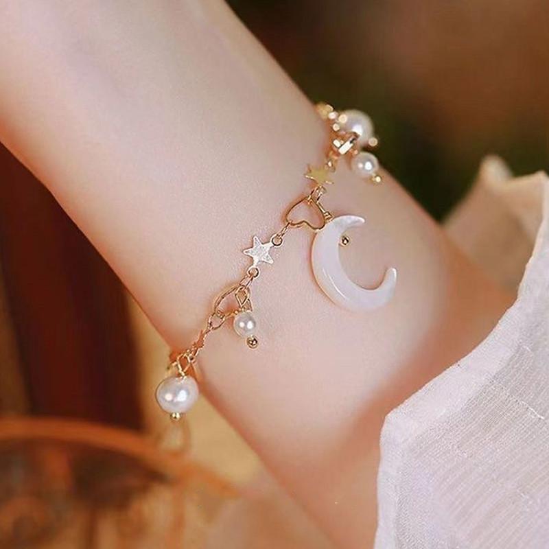 IFME браслеты с кристаллами и звездами и луной для женщин, корейский браслет с резным кулоном в форме сердца, модные аксессуары, ювелирные изделия