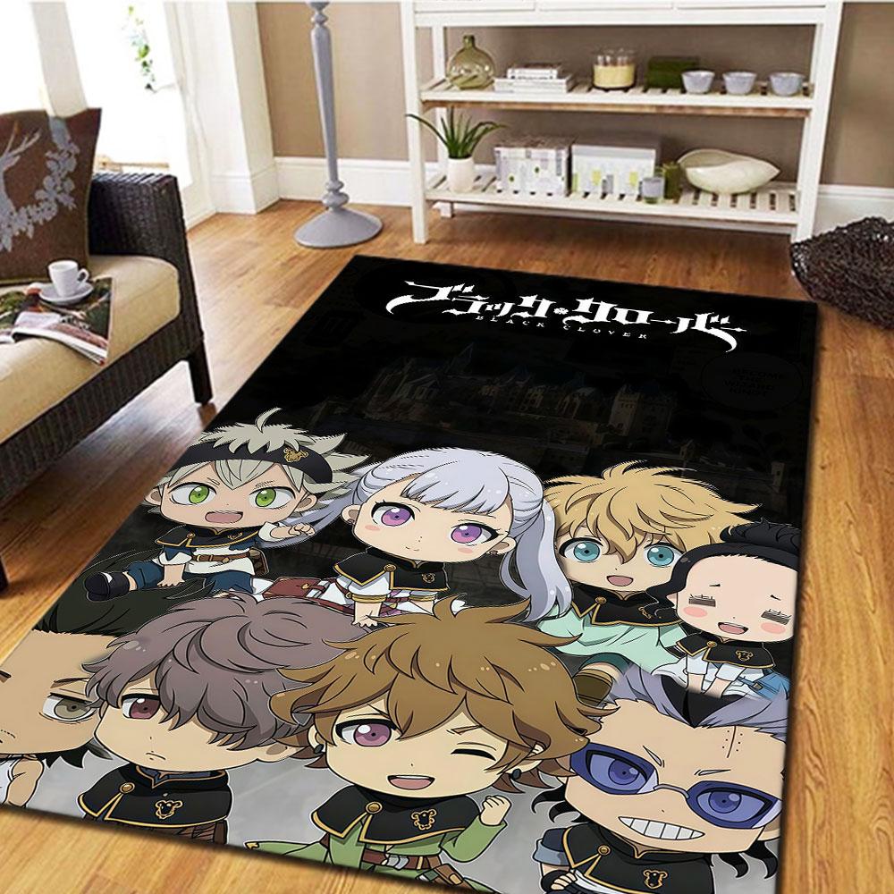 Black Clover Printed Carpet for Living Room Home Decor Sofas Birthday Present Christmas Gifts HE3