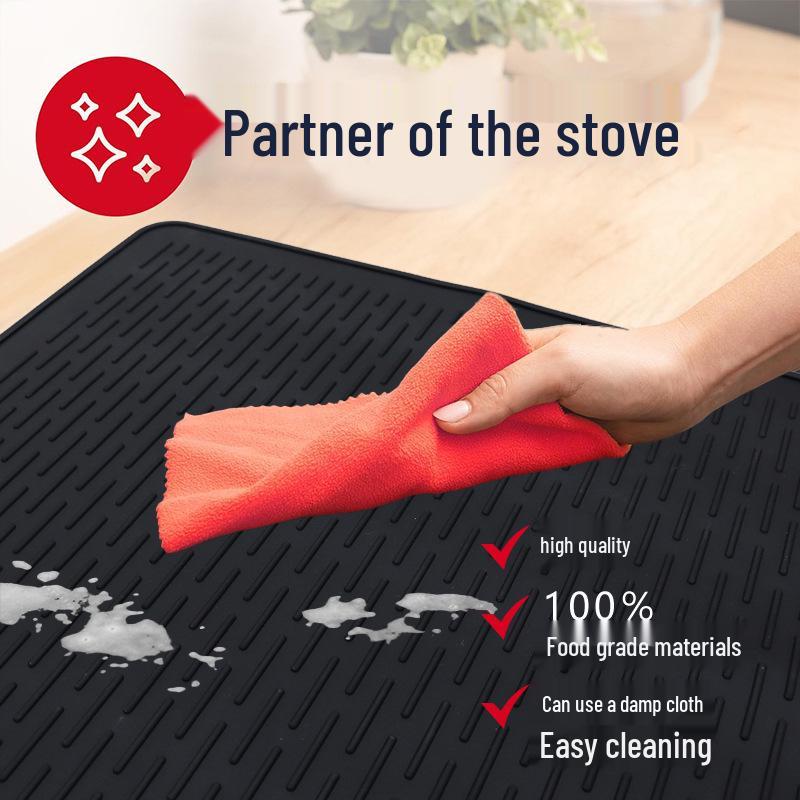 Silicone Non-slip Heat-Resistant Stove Mat - Draining & Anti-scald Placemat for Kitchen and Dining Table.