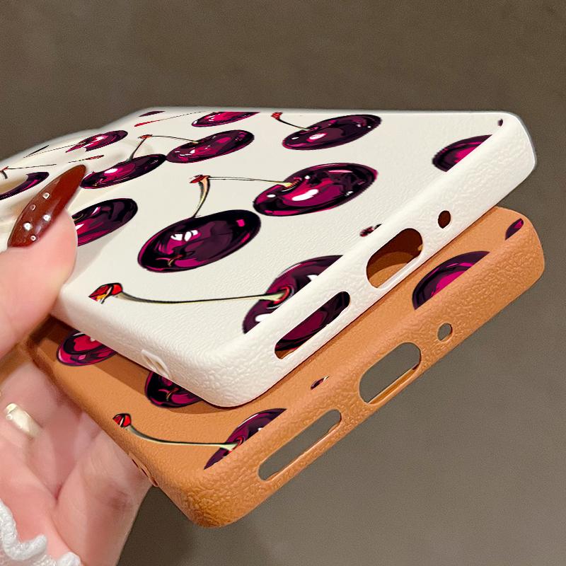 Ретро-стиль масляной живописи с вишневым узором Чехол для Xiaomi Redmi Note 14 13 Pro 5G 12 11 Funda Xiaomi 14T 13T 11T Pro Силиконовый чехол с кожаной текстурой