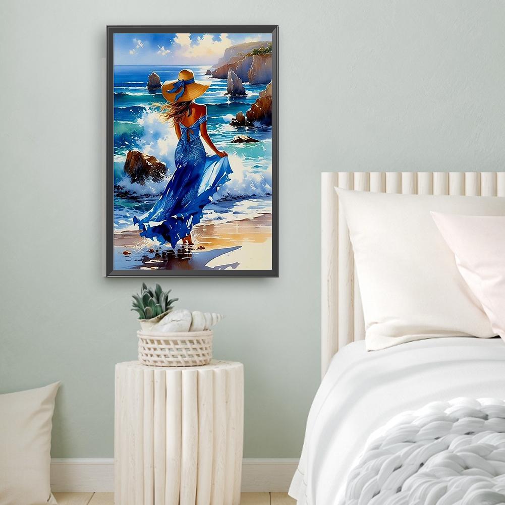 Набор для рисования по номерам на холсте своими руками, масляная живопись, картина девушки, домашний декор на стену 40x60 см