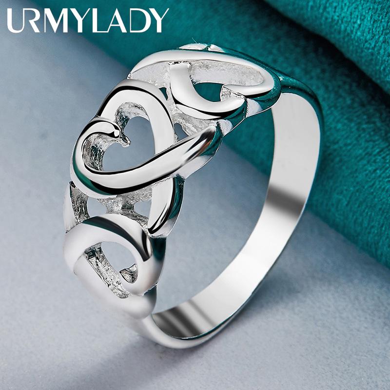 Кольцо из стерлингового серебра 925 пробы с сердцем любви 6-10 # для женщин, модные очаровательные украшения MR060