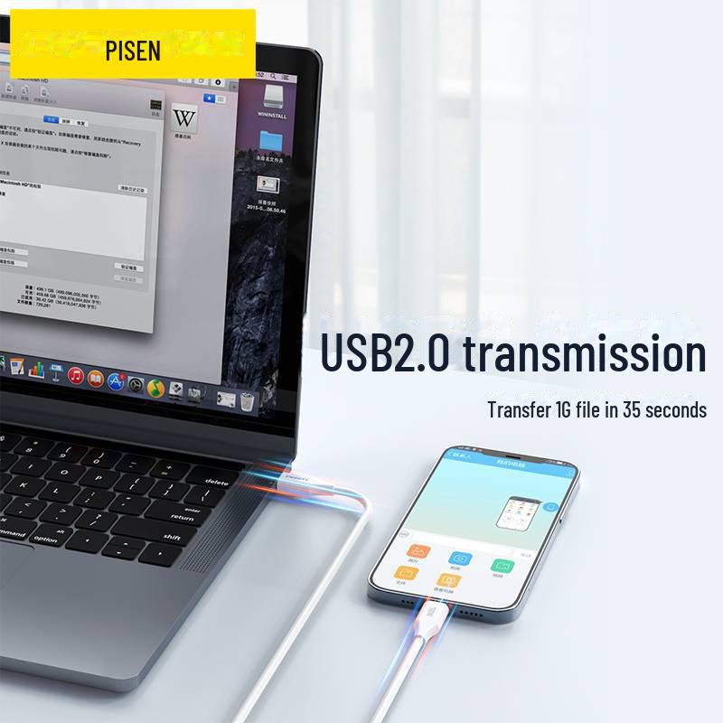 PISEN Кабель для быстрой зарядки PD с двумя разъемами Type-C для автомобиля и мобильного телефона