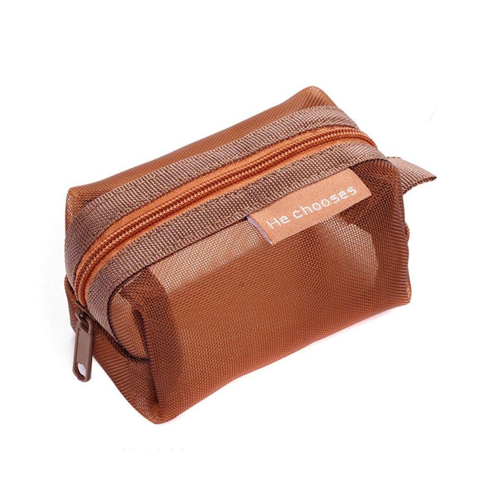 Zipper Mesh Makeup Bag Retro Color Toiletry Storage Bag Fashion Transparent Cosmetic Bag  Outdoor