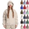 Women's Fashion Casual Long Sleeve Solid Color Hooded Sweatshirt Tops