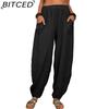 BITCED Women's Fashion Casual Solid Color Print Pants & Capris