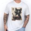 Модная мужская женская повседневная футболка с коротким рукавом, забавная футболка с котом и раменом, графическая футболка, японская каваий аниме футболка с графикой кота