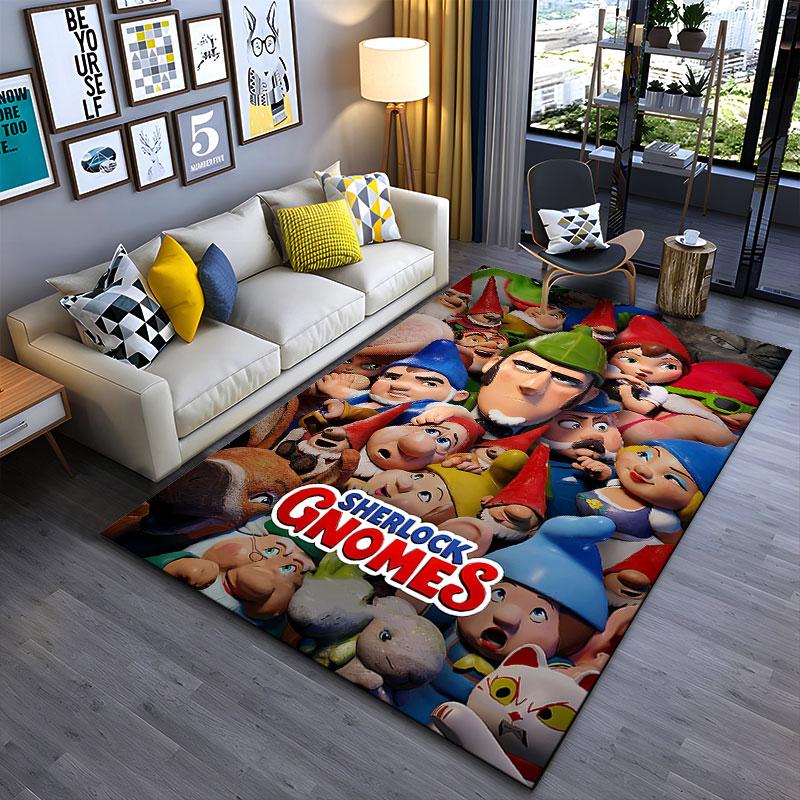 Sherlock Gnomes Cartoon Carpet suitable as a non-slip mat for the living room or bedroom sofa