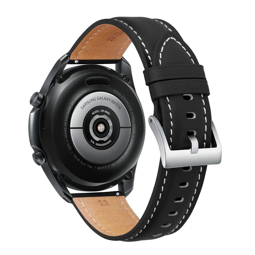 Кожаный ремешок 22 мм 20 мм для Samsung Galaxy Watch 3 41 мм 45 мм, браслет для Active 2/Watch 4 Watch5 Watch6, сменный ремешок