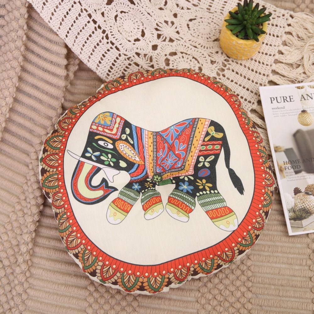 Bohemian Style Round Futon Cushions 40cm Thick Cotton and Linen Floor Mat Gifts Double-sided Mats