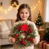 Bowknot Christmas Door Wreath Red Berries Artificial Holiday Wreath  Holiday Party Decor