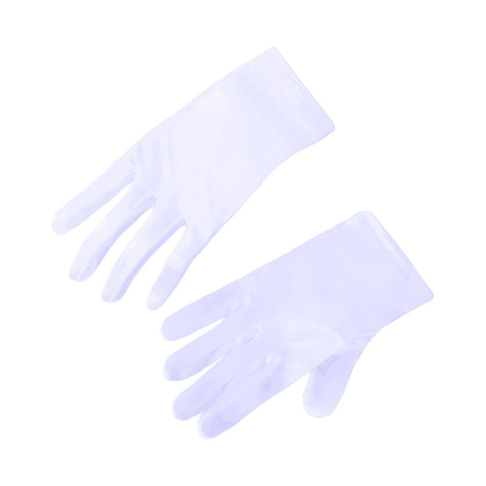 White Children's Wedding Gloves Glossy Satin Etiquette Dress Gloves Creative Dance Gloves Holiday