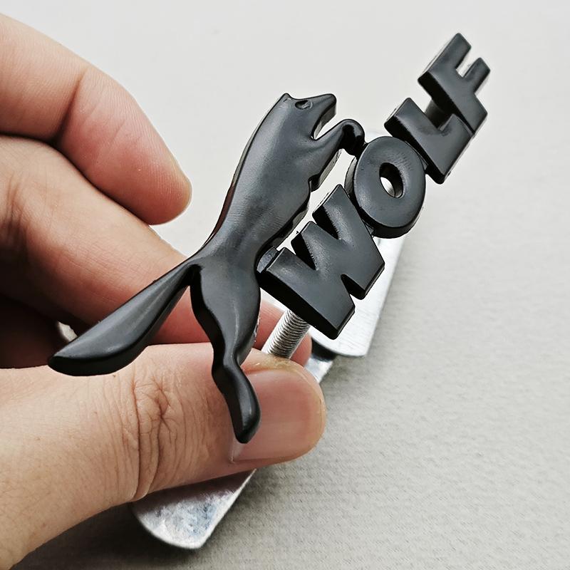 3D Metal Black Chrome Logo Wolf Car Front Grille Badge Emblem For Ford Foucs ST Mustang GT Universal Auto Accessories