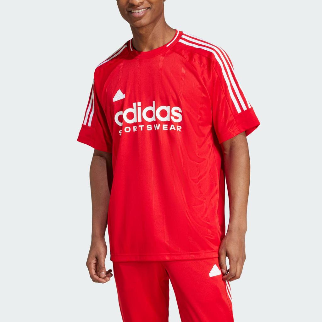 adidas Приталенный пуловер с круглым вырезом и буквенным логотипом, футболка с короткими рукавами, мужские топы, светло-малиновый белый IY4499