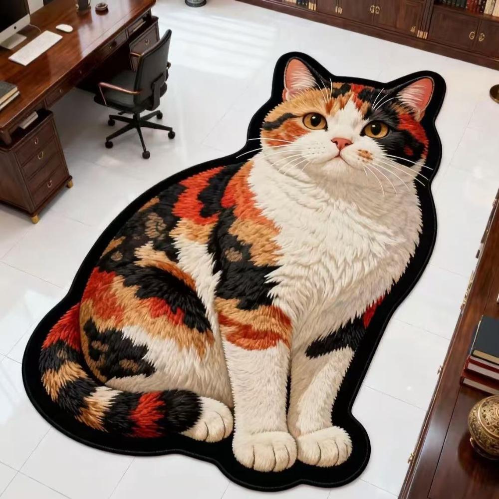 2D Flat Cat Carpet Non-slip Room Floor Rug New Animal Doormat Bedroom Living Room Decor
