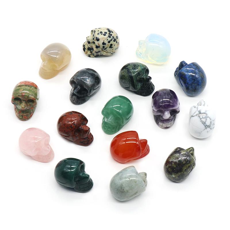 1Pc Natural Stone Carved Skull Natural Crystal Crafts Ornaments Halloween Ghost Festival Decorations Jewelry Furnishings Supplies Gifts 25x20x18 Mm