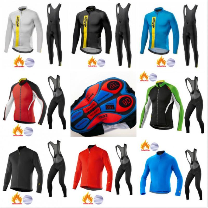 Winter Cycling Long Sleeve Jersey Thermal Pants Set Warm Fleece Insulated Outfit Road Mountain Bike Riding