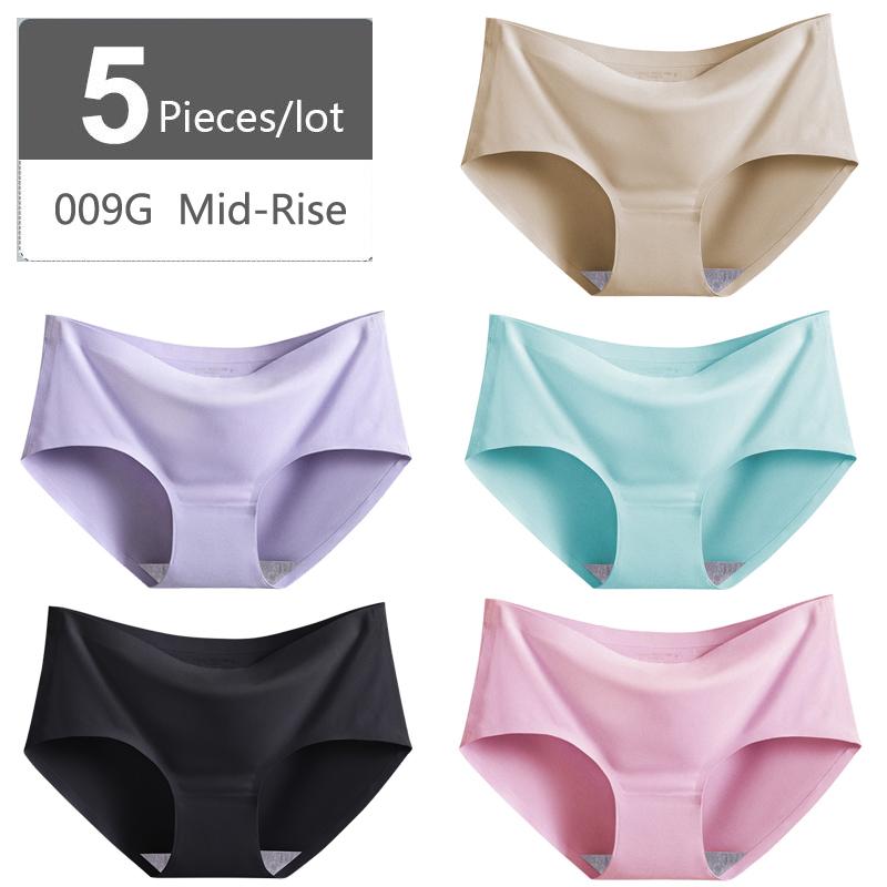Большой размер M-XXXXL, женские бесшовные трусики из ледяного шелка, эластичные трусы со средней талией, нижнее белье, 5 шт.