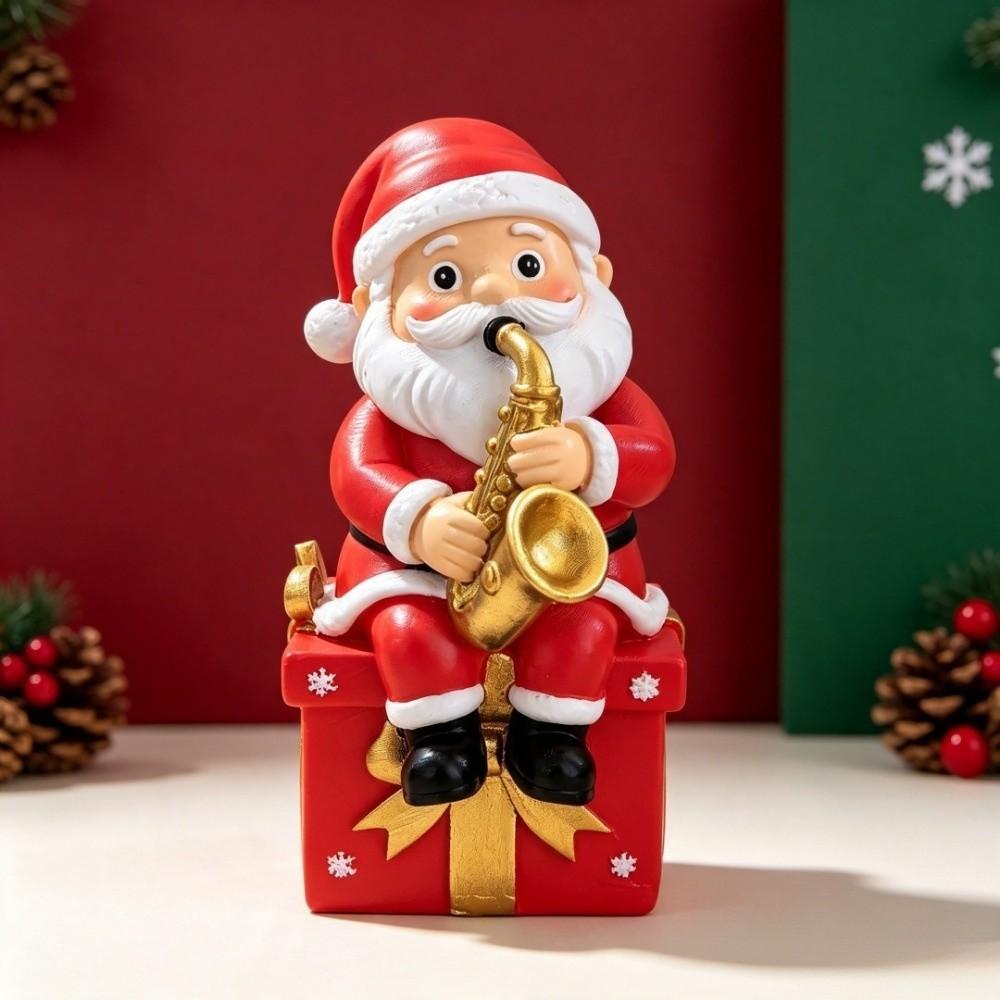 Festive Christmas Desktop Ornament Resin Santa Statue Santa Claus Figurine Holiday Decoration