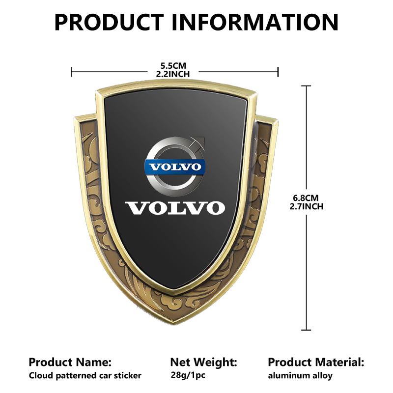 Cloud Motif Car Emblem Aluminum Alloy Auto Body Decoration Sticker For Volvo V40 V60 C30 C70 S60 S80 S90 XC40 XC60 XC70 XC90 T6