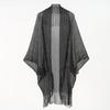 Summer Beach Smock Hollow Out Tassel Decor Sunscreen Loose Quick Dry Swimsuit Cover-up Open Beachwear Poncho