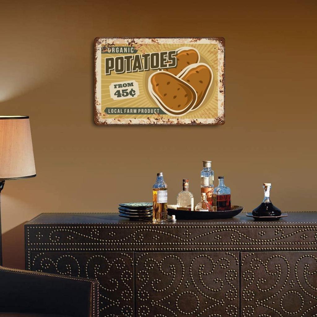 1-Pack vintage shabby wall hanging metal, 20×30cm and 30×40cm, rust-effect sign for kitchen, bar or gallery