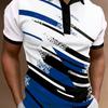 Men's Summer Fashion Polo Shirt Made of Polyester Fabric with Casual Geometric Stripe Pattern Short Sleeves