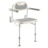 Foldable Shower Chair Wall Mounted, 457mm Folding Shower Seat with Backrest, Armrest & Adjustable Legs, HDPE Fold-Down Bathroom Chair Stainless Steel