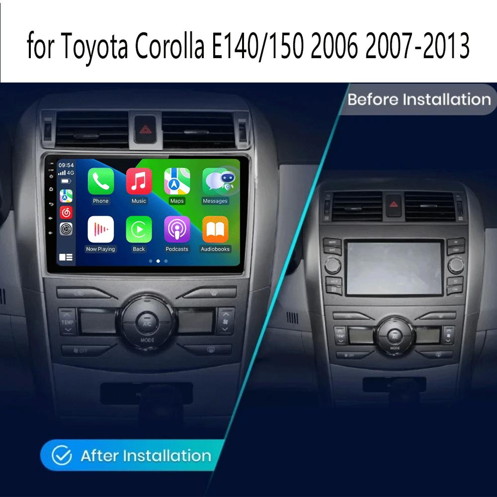 Android 14 Carplay 2din видеоплеер Автомагнитола для Toyota Corolla E140/150 2006 - 2013 4G GPS Мультимедийный плеер Стерео