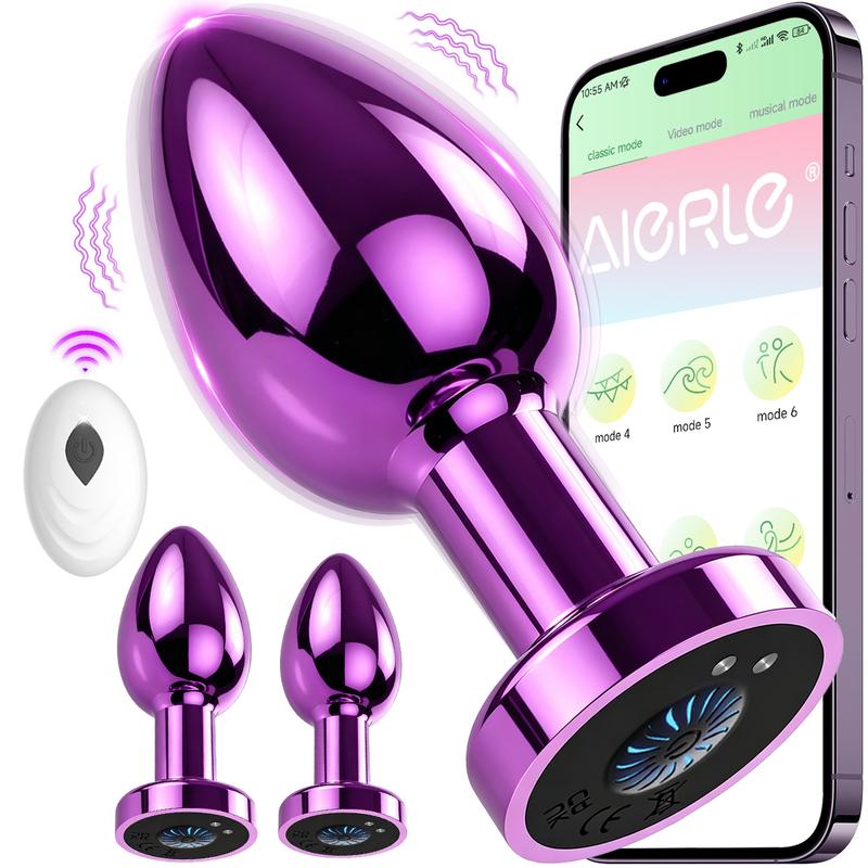 AIERLE Anal Plug Vibrator APP Remote Control 10 Powerful Vibrations Prostate Massager Flashing Light Adult Sex Toy for Couples