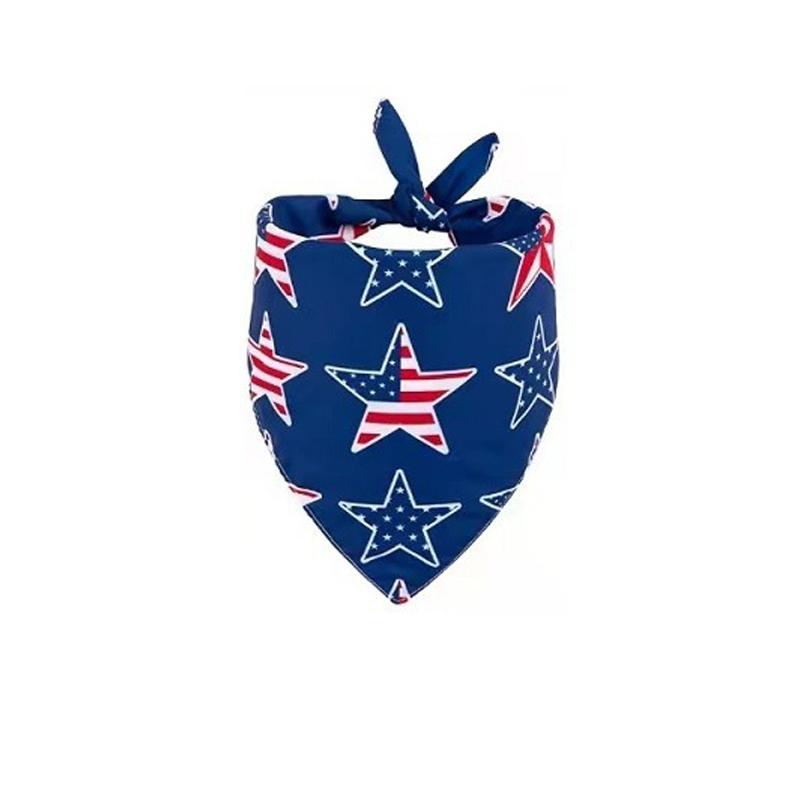 Red White Blue Pet Bandana Reusable Washable Dog Scarf for Independence Day Holiday Party Pet Accessories